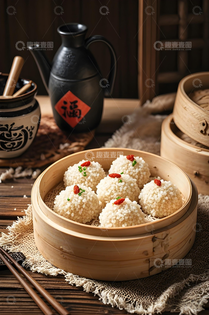 高清大图下载【趣麦麦图】水晶糯米丸子美食摄影图