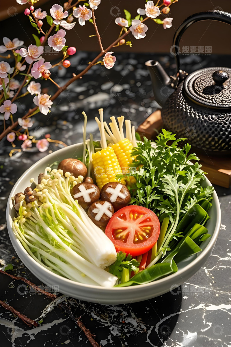 高清大图下载【趣麦麦图】火锅食材之蔬菜拼盘摄影图
