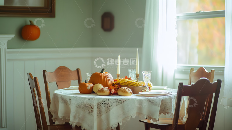 高清大图下载【趣麦麦图】感恩节节日餐桌布置