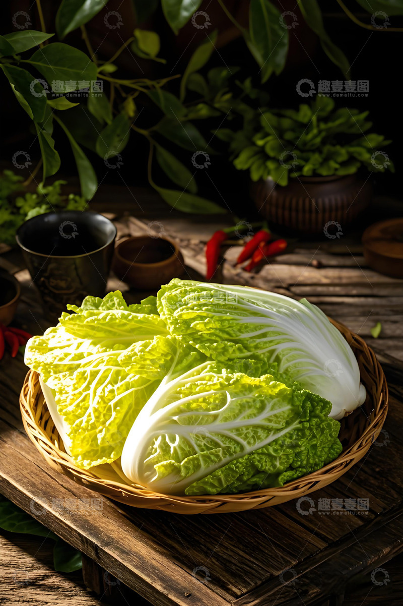 高清大图下载【趣麦麦图】火锅食材之白菜叶片摄影图