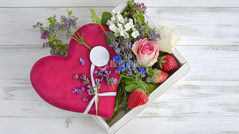 高清大图下载【趣麦麦图】心形花束礼盒