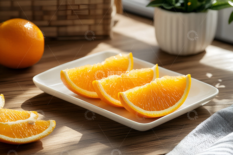 高清大图下载【趣麦麦图】一盘切块的鲜橙