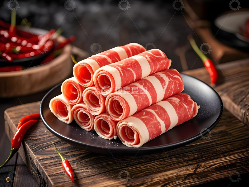 高清大图下载【趣麦麦图】火锅食材之肥牛卷摄影图