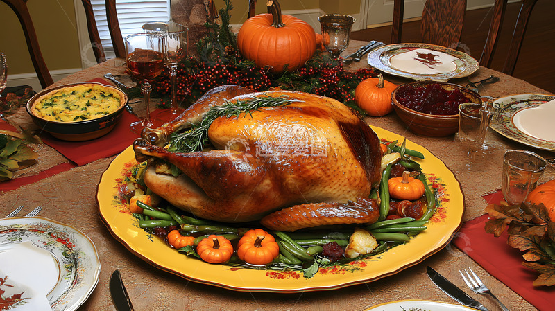 高清大图下载【趣麦麦图】感恩节火鸡美食大餐