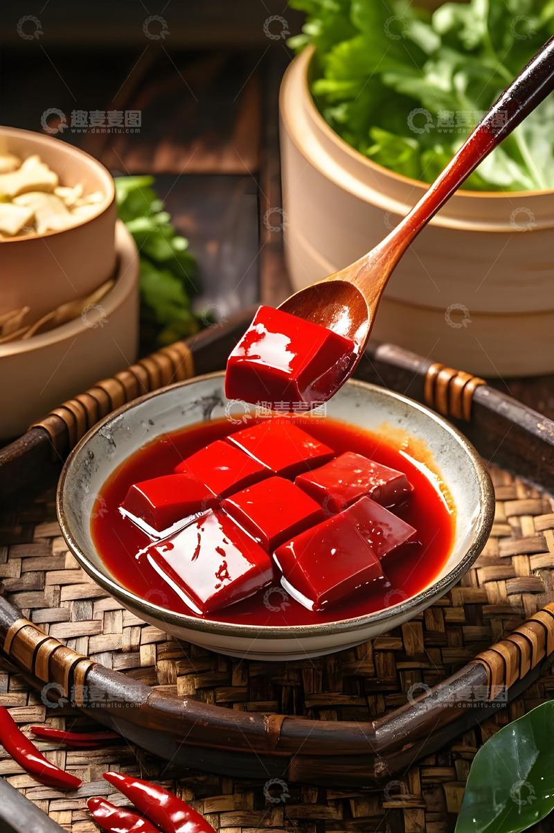 高清大图下载【趣麦麦图】火锅食材之鸭血摄影图