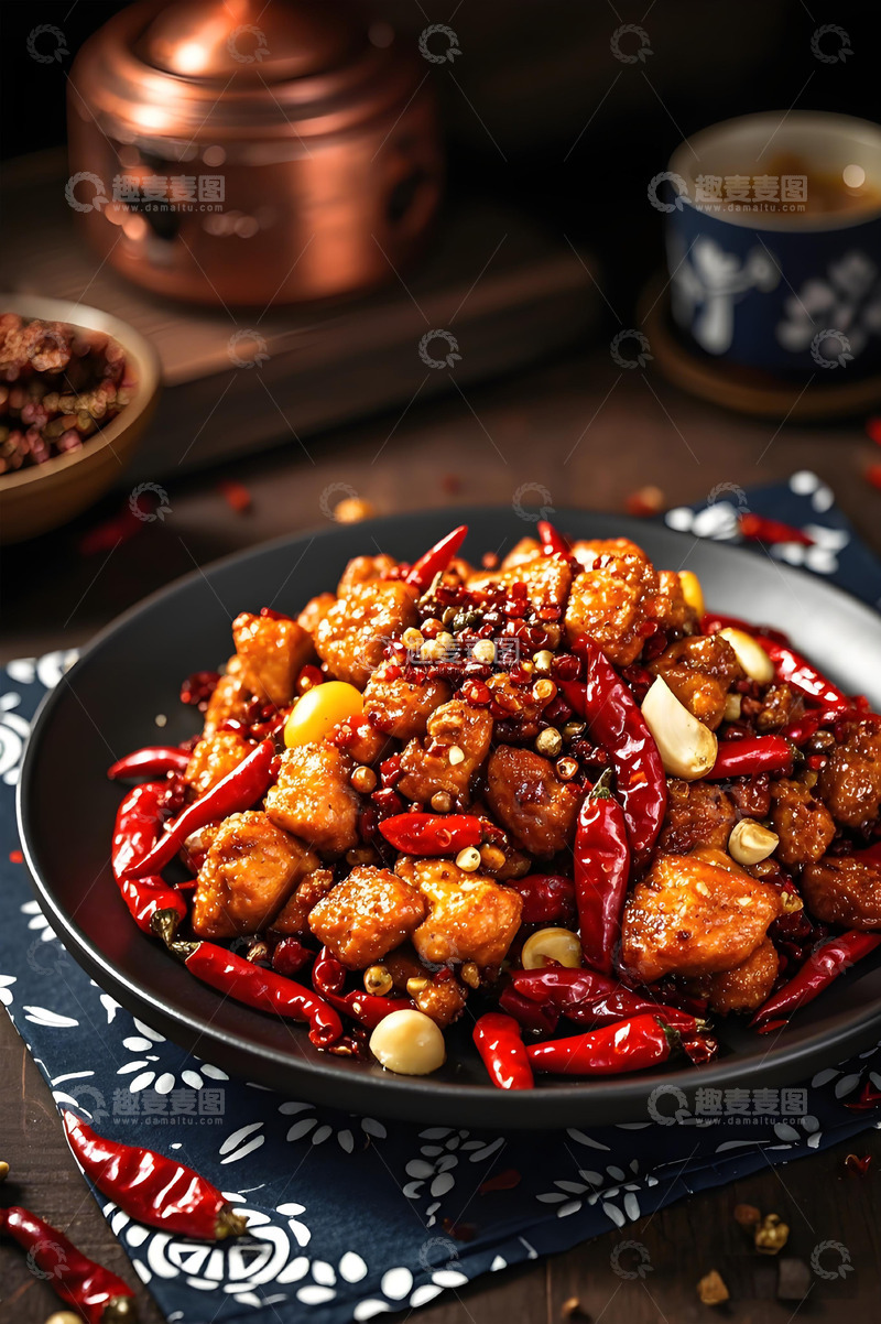 高清大图下载【趣麦麦图】川味辣子鸡肉摄影图