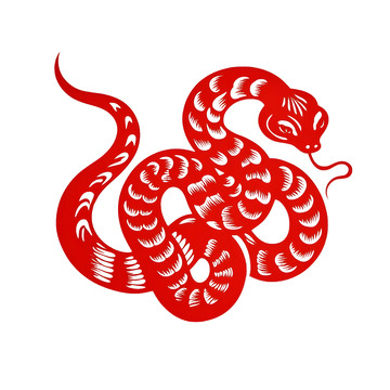 红色盘绕蛇剪纸图蛇年春节装饰