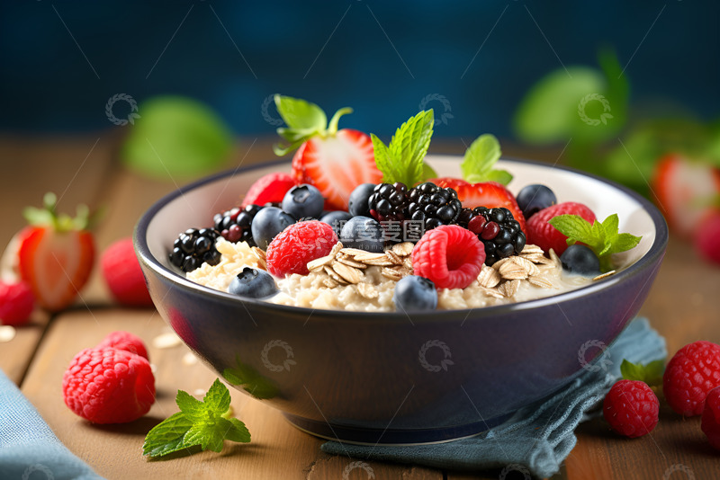 高清大图下载【趣麦麦图】水果燕麦早餐粥