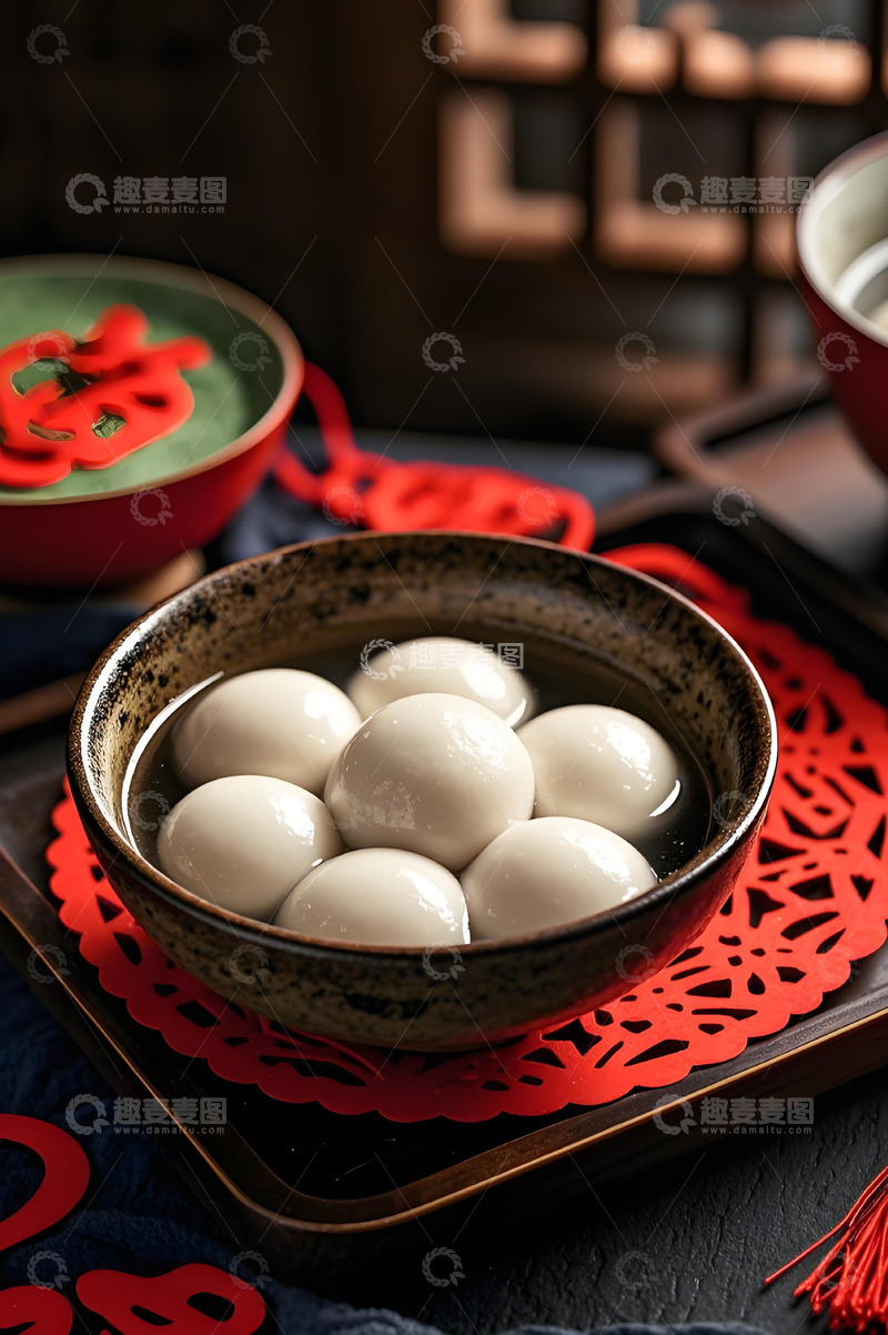 高清大图下载【趣麦麦图】节日气氛一碗元宵摄影图