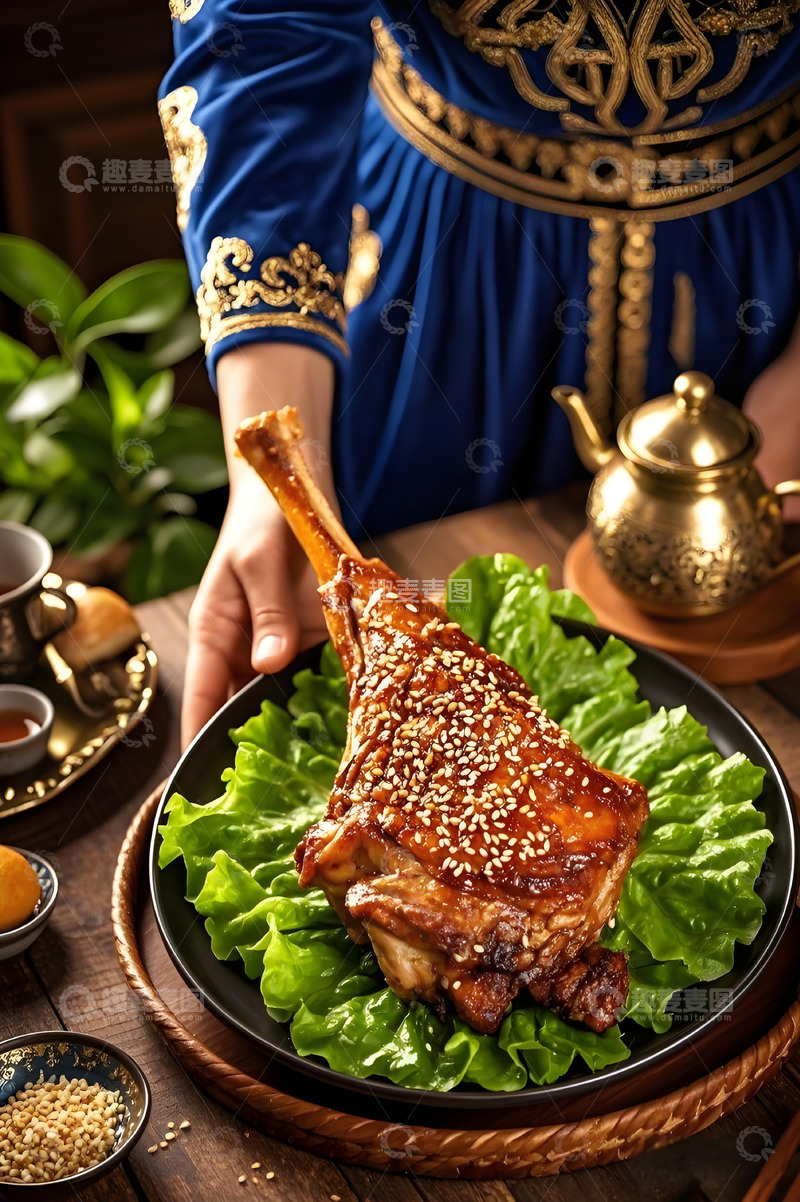 高清大图下载【趣麦麦图】新疆美食烤小羊腿摄影图