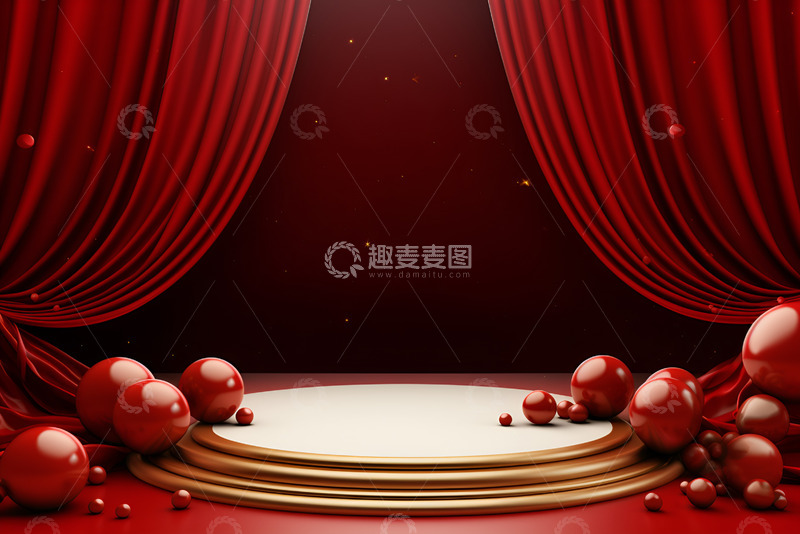 高清大图下载【趣麦麦图】红色的舞台背景