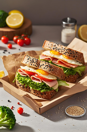 三明治全麦面包美食摄影图