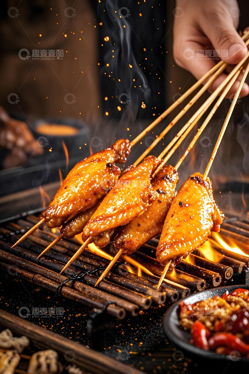 高清大图下载【趣麦麦图】鲜嫩烤鸡翅美食摄影图