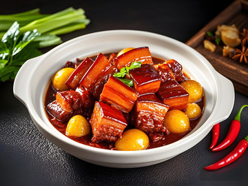土豆红烧肉美食摄影图