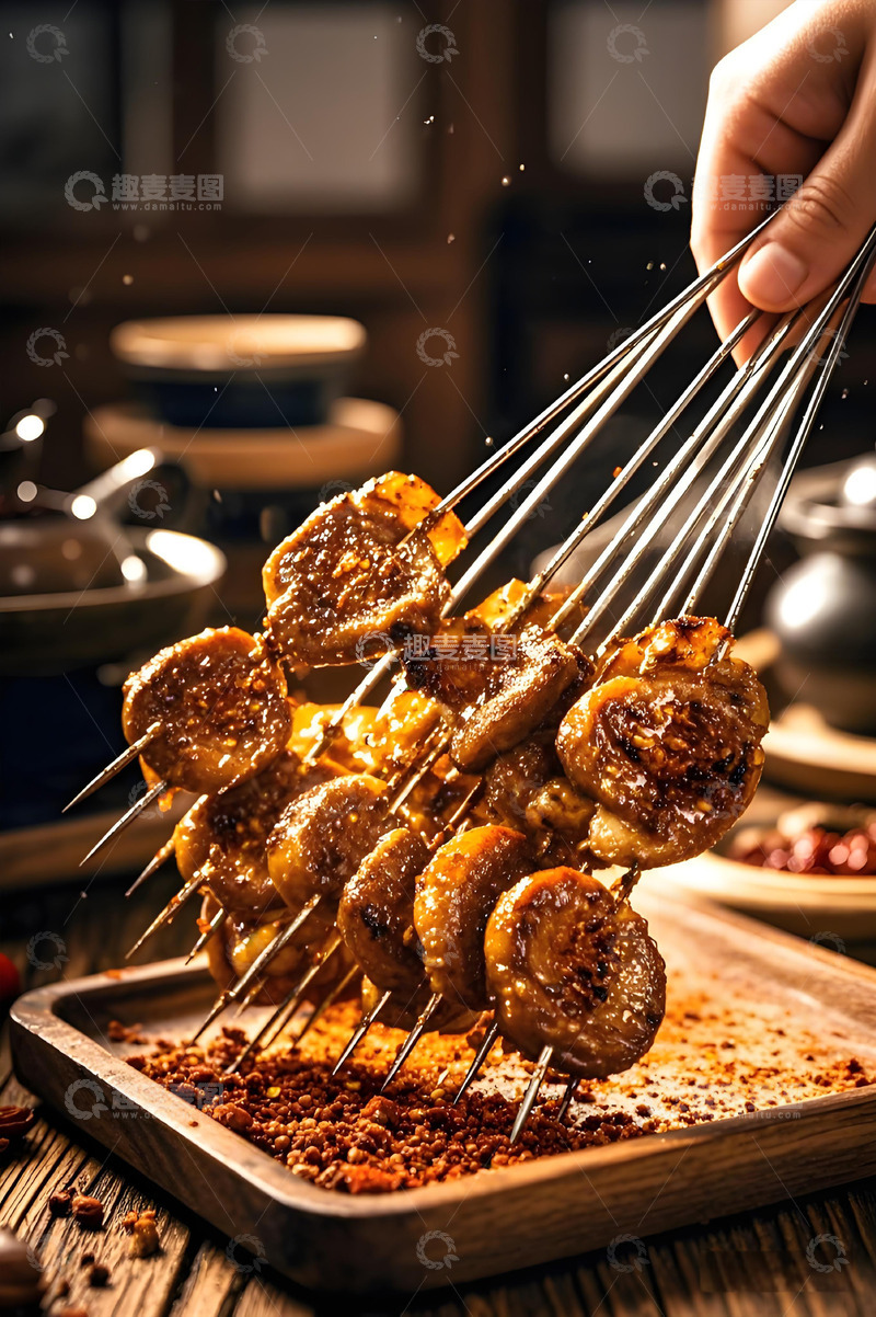 高清大图下载【趣麦麦图】烧烤美食之烤腰子摄影图