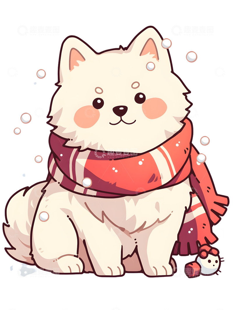 高清大图下载【趣麦麦图】冬季萨摩耶小狗