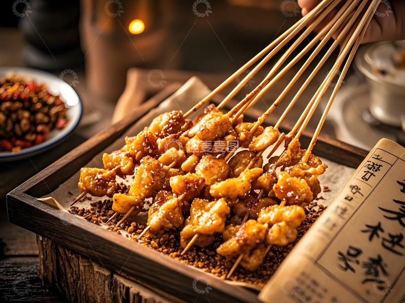 高清大图下载【趣麦麦图】烧烤美食之烤鸡脆骨摄影图