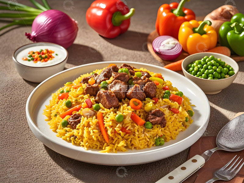 高清大图下载【趣麦麦图】新疆美食手抓饭摄影图