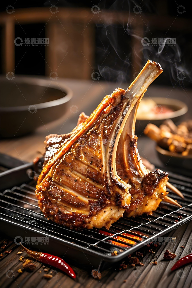 高清大图下载【趣麦麦图】烤羊排烧烤美食摄影图