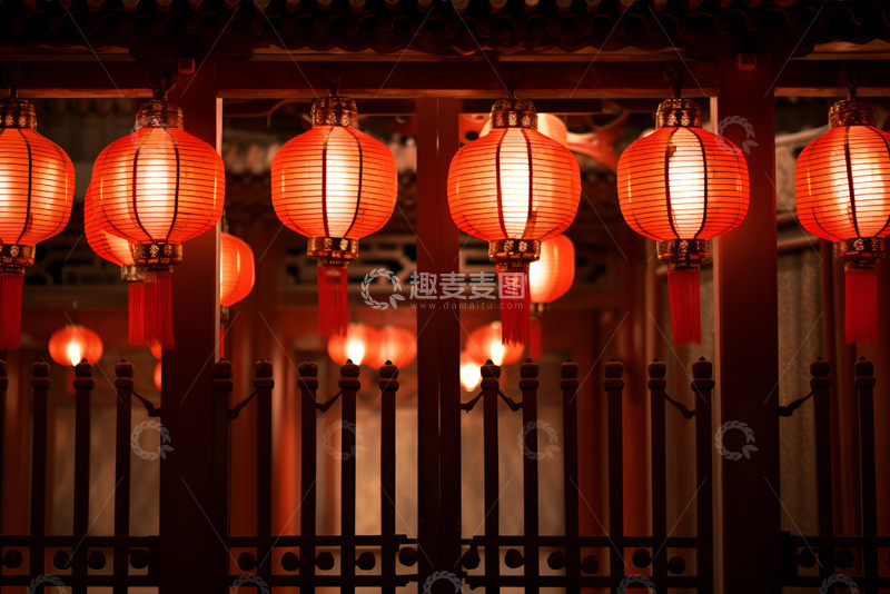 高清大图下载【趣麦麦图】一排精美的红灯笼