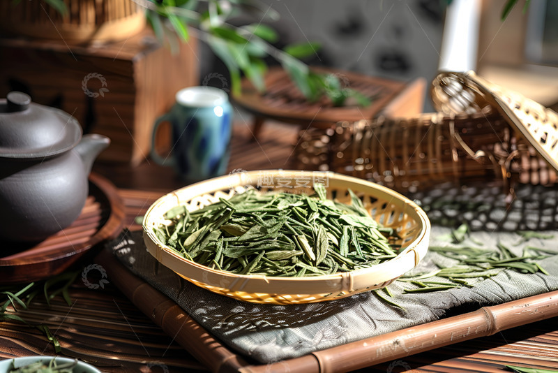 高清大图下载【趣麦麦图】一簸箕干茶叶特写