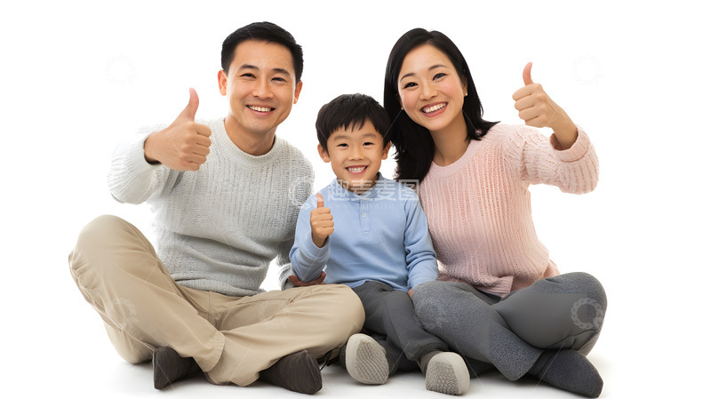 高清大图下载【趣麦麦图】幸福一家三口合影新年美好时光