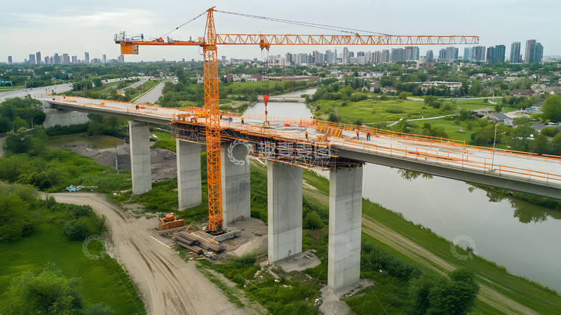 高清大图下载【趣麦麦图】高架桥铁路建设工地的现代工程