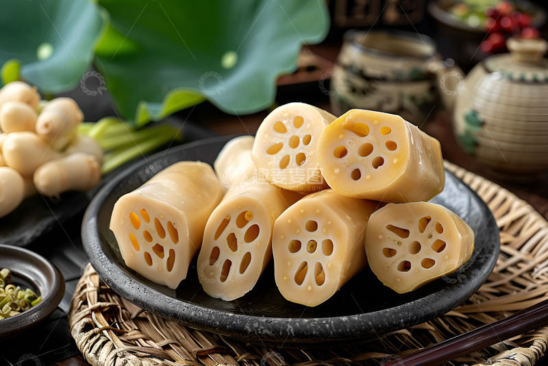 高清大图下载【趣麦麦图】一盘新鲜的莲藕