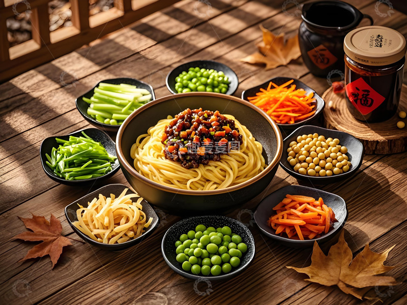 高清大图下载【趣麦麦图】炸酱面面码美食摄影图