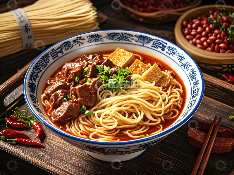 高清大图下载【趣麦麦图】一碗红烧牛肉面摄影图
