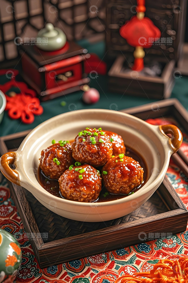 高清大图下载【趣麦麦图】红烧狮子头美食摄影图