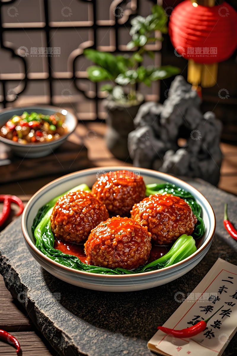 高清大图下载【趣麦麦图】四喜丸子红烧丸子美食摄影图