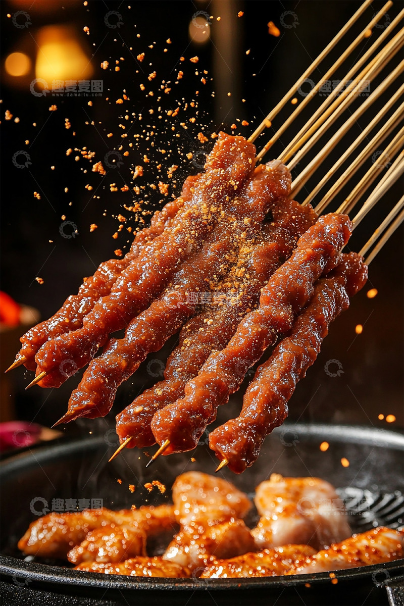 高清大图下载【趣麦麦图】烧烤牛肉串串