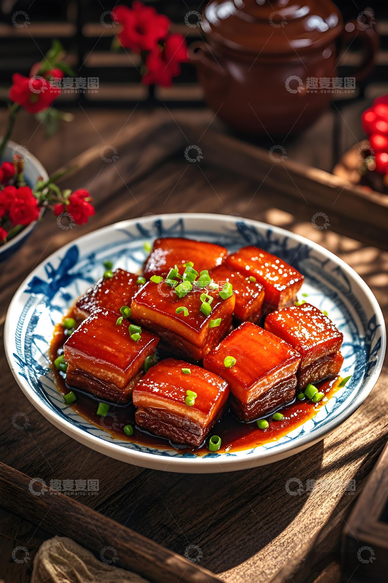 高清大图下载【趣麦麦图】一盘香喷喷的红烧肉摄影图