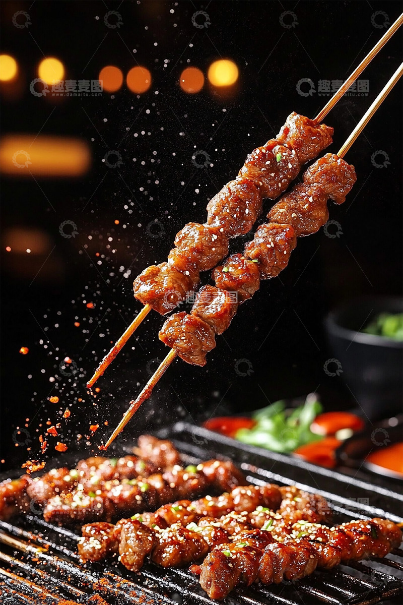 高清大图下载【趣麦麦图】美味的新疆羊肉串