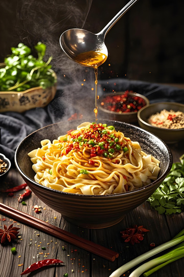 油泼面陕西美食摄影图