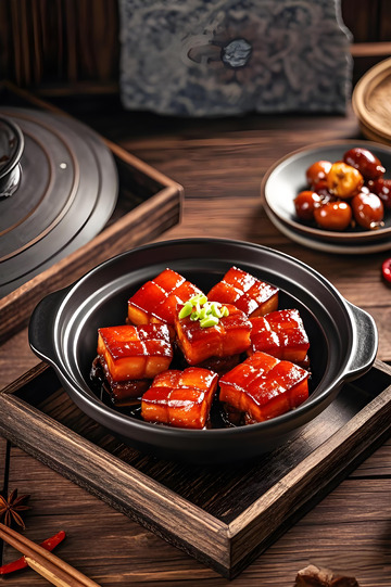 毛氏红烧肉菜品摄影图