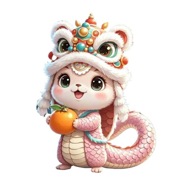 生肖蛇手捧橘子喜气洋洋