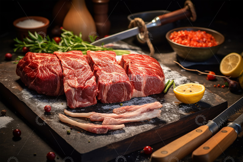 高清大图下载【趣麦麦图】新鲜生切牛肉