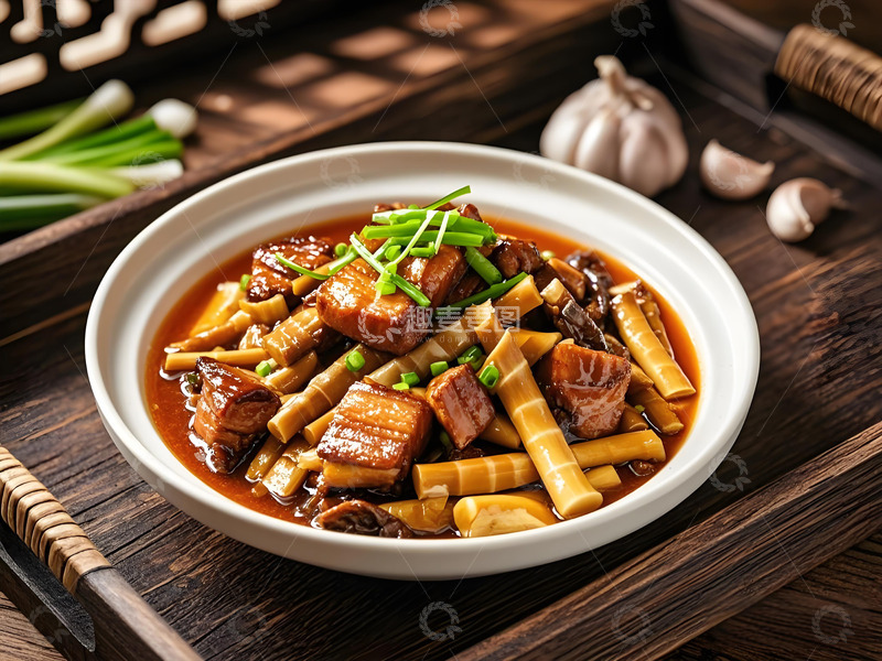 高清大图下载【趣麦麦图】野山笋烧肉美食摄影图