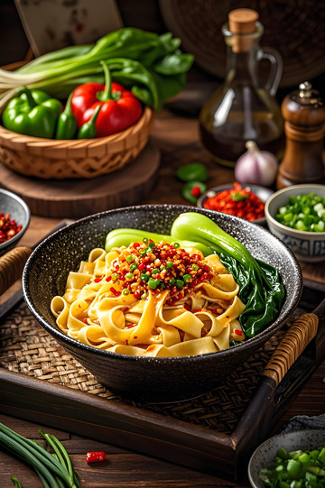 一碗油泼面美食摄影图