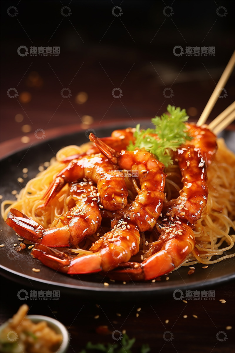 高清大图下载【趣麦麦图】美味的海鲜甜虾面