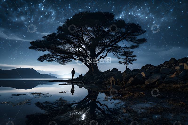 高清大图下载【趣麦麦图】户外夜晚人与自然