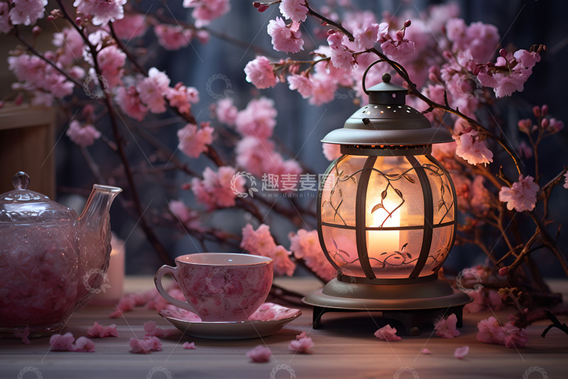 高清大图下载【趣麦麦图】鲜花和煤油灯