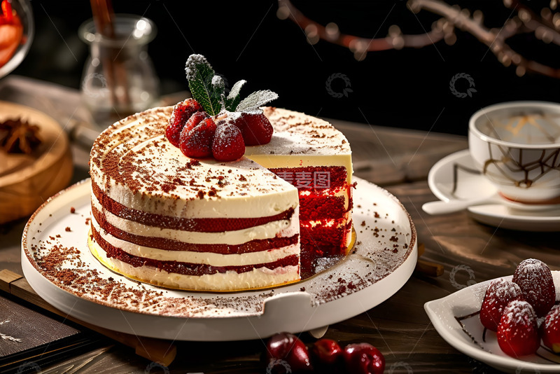 高清大图下载【趣麦麦图】红丝绒蛋糕高清摄影