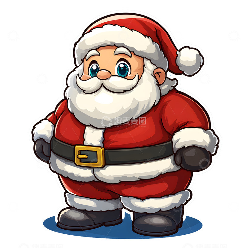 蓝色背景下的圣诞老人插画经典节庆图案