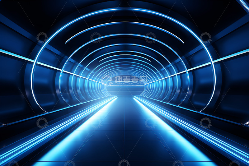 高清大图下载【趣麦麦图】科幻背景发光的隧道