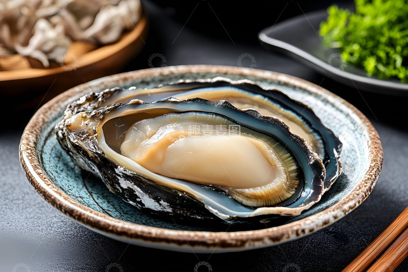 高清大图下载【趣麦麦图】一盘生鲍鱼美食