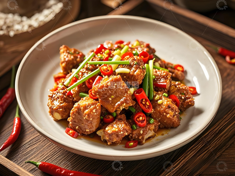 高清大图下载【趣麦麦图】香辣炒排骨美食摄影