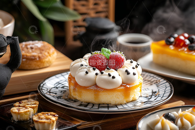 高清大图下载【趣麦麦图】一盘奶油草莓蛋糕